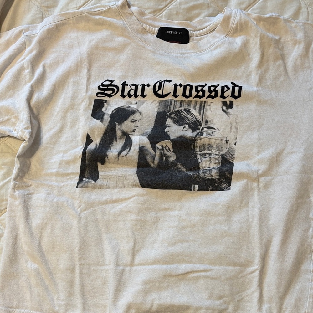Forever 21 White Star Crossed Graphic T-Shirt